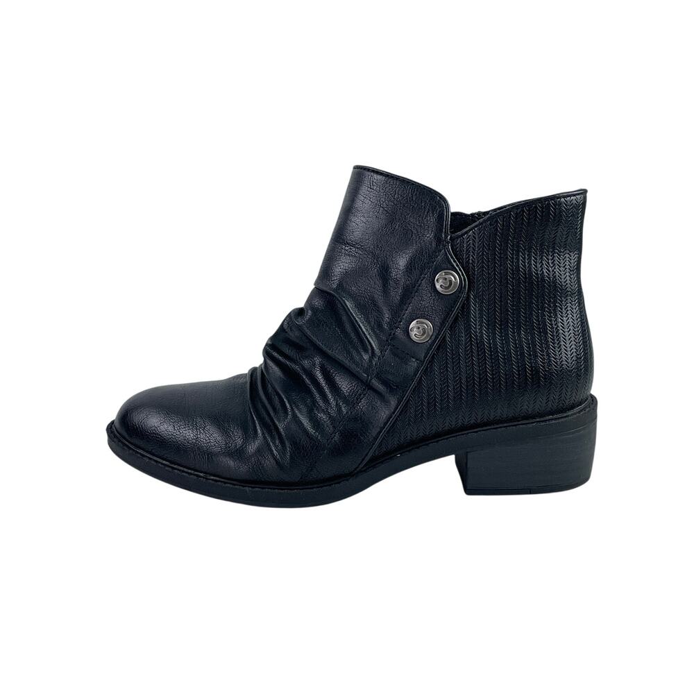 Baretraps Mackenzie Women's Faux Leather Ruched Slip On Block Heel Ankle Boots 8